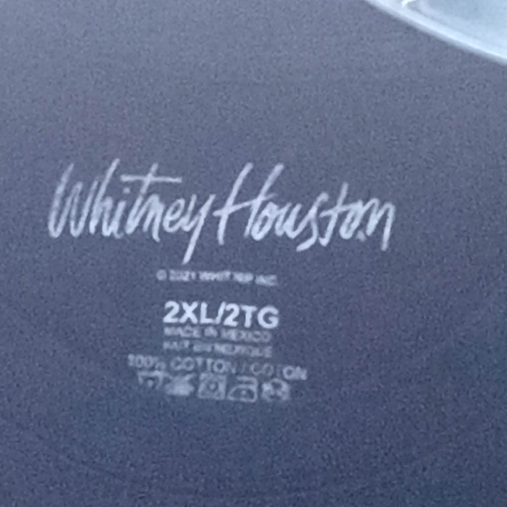 2XL Black Whitney Houston Graphic T-Shirt 80s Pop Diva Plus Unisex Official - Picture 3 of 3